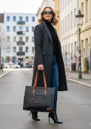 Sac en cuir fait main - maroquinerie artisanale française Magali Billy - Création, fabrication d'une commande sur mesure. Envoi à Berlin, Allemagne.