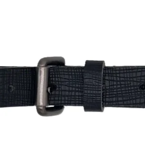 Ceinture brute en cuir noir, largeur 25 mm, boucle canon de fusil, vue boucle - Fabrication artisanale en France, dans notre atelier en Vendée.