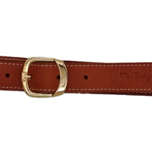 Ceinture piquée en cuir camel femme 30 mm - boucle dorée