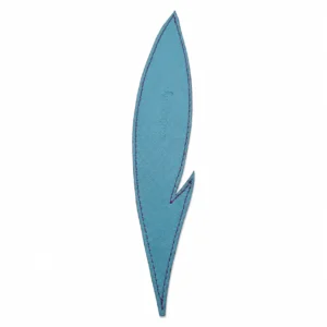 Plume marque page en cuir vue du dessus (couleur : bleu)