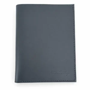 Portefeuille homme artisanal en cuir de veau gris fermé